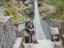 Checking on a KAAA bridge in the Kanchenjunga National Park