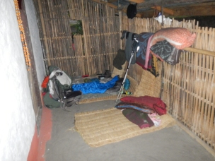 An example of a 'Home Stay', sleeping on a veranda. But at least it was safe, dry and clean.