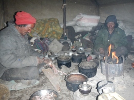 The very kind yak herders preparing dinner